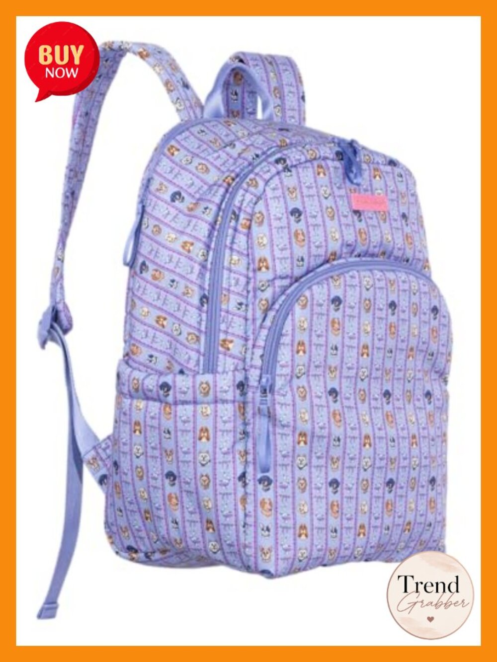Quilted Nylon Backpack with Adjustable Straps for School